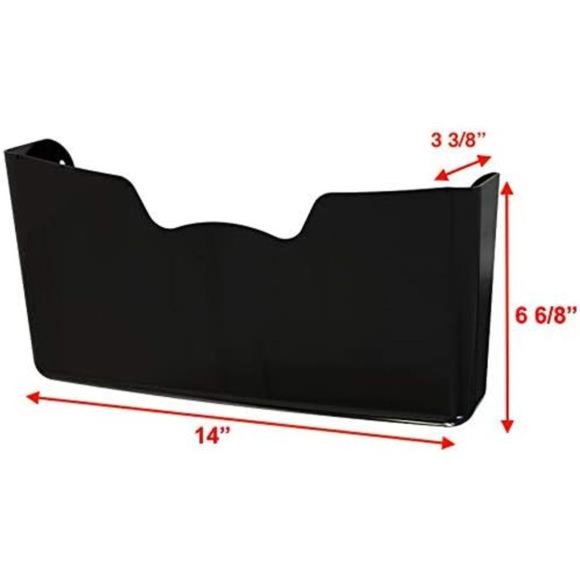 3 Pack - Simple Houseware Plastic Single Pocket Wall Mount File Holder, Black - Picture 5 of 6